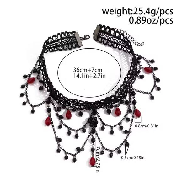Elegant Gothic Lace Choker Collar Necklace Victorian Halloween Fashion Jewelry - Picture 3 of 4